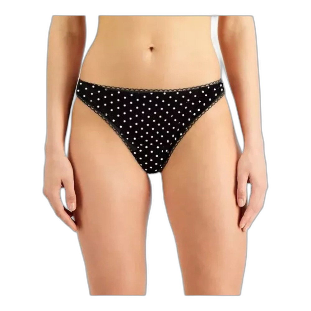 Charter Club Women's Pretty Cotton Bikini 1 Black Cream S